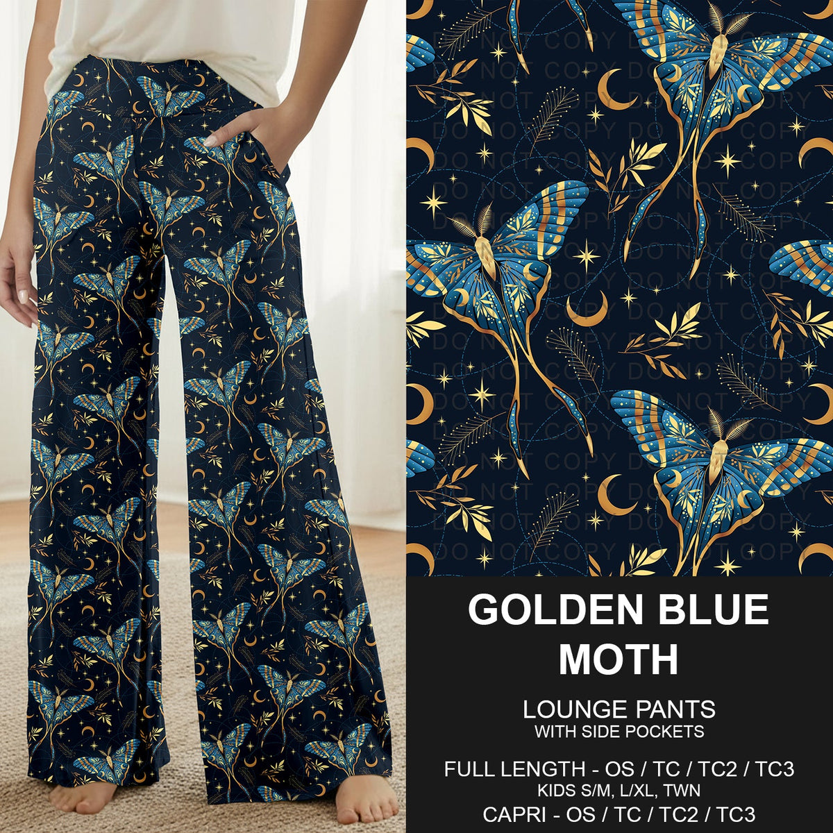 B318 - Preorder Golden Blue Moth Lounge Pants (Closes 10/25. ETA: late Dec.)