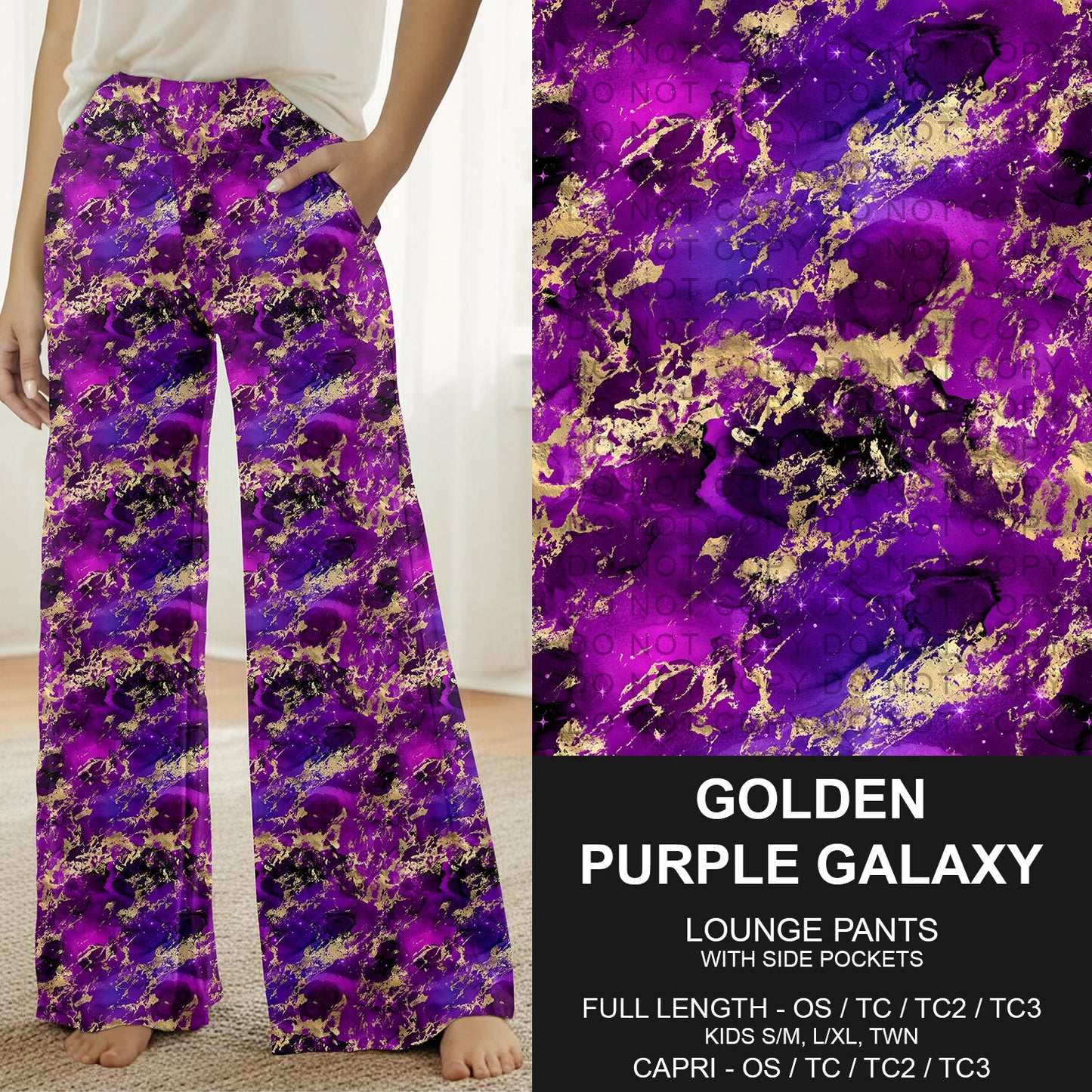 B292 - Preorder Golden Purple Galaxy Lounge Pants (Closes 5/24. ETA: late July)