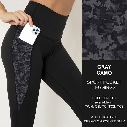 B251 - Preorder Gray Camo Sport Pocket Leggings (Closes 9/14. ETA: mid Nov.)