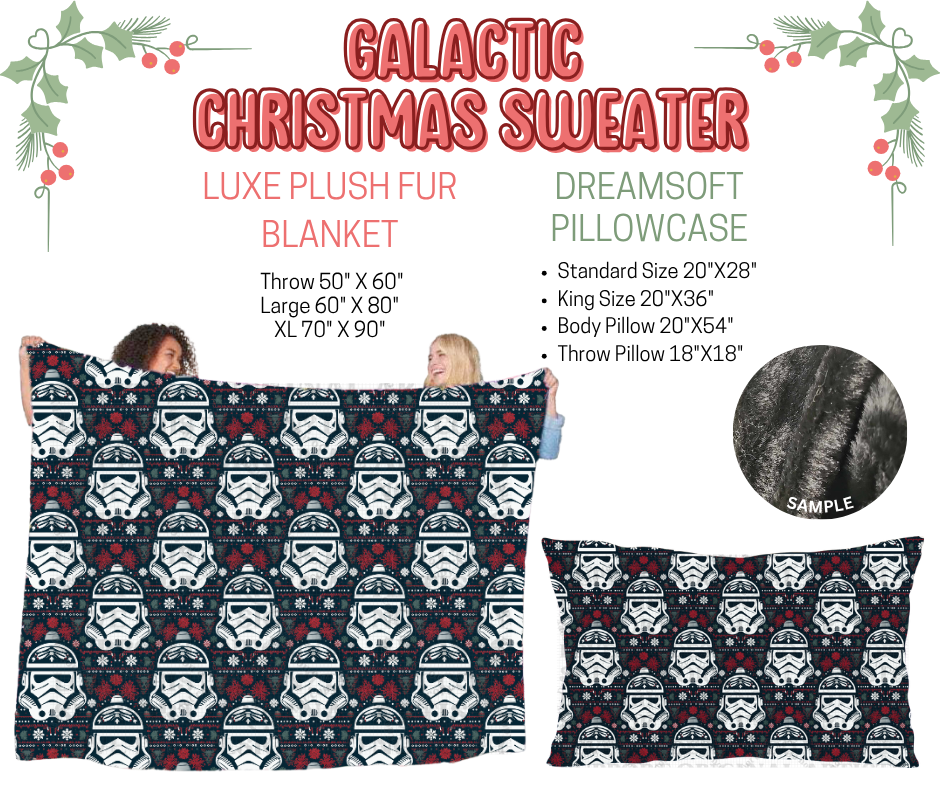 Preorder! Closes 9/3. ETA Dec. Galactic Christmas Sweater Luxe Plush Fur Blanket and/or DreamSoft Pillowcase