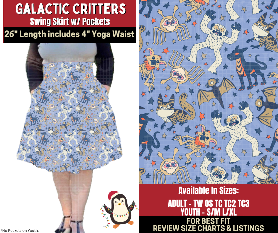 Preorder! Closes 9/4. ETA Dec. Galactic Critters Swing Skirt