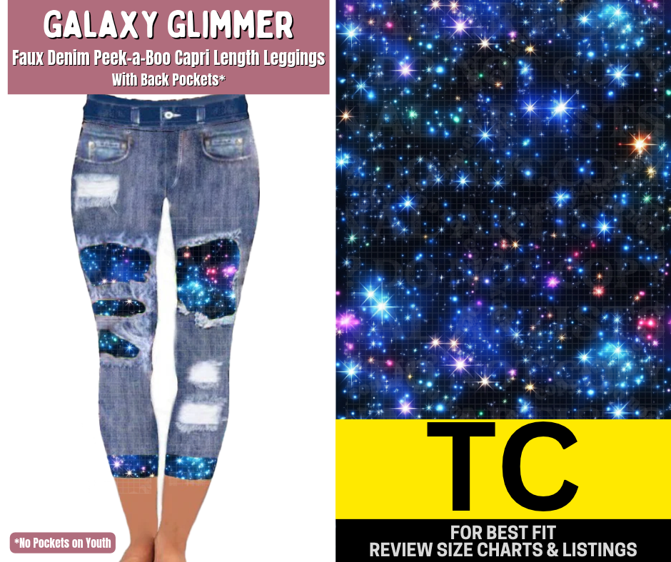 Galaxy Glimmer Capri Faux Denim Peekaboo