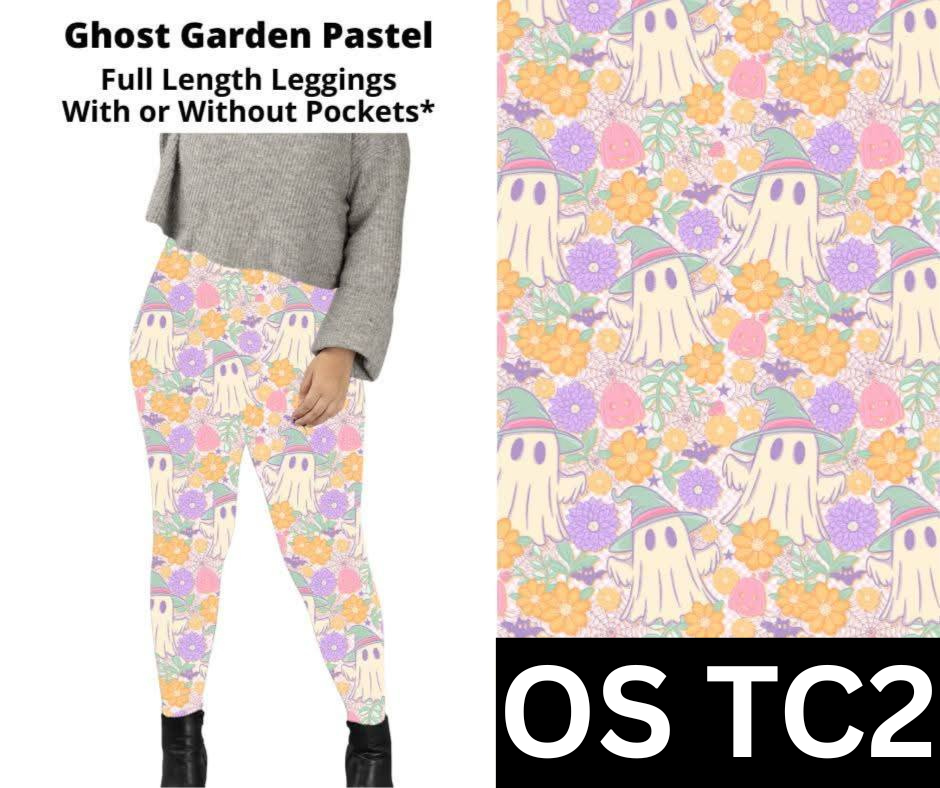 Ghost Garden Pastel Full Length Leggings w/ Pockets
