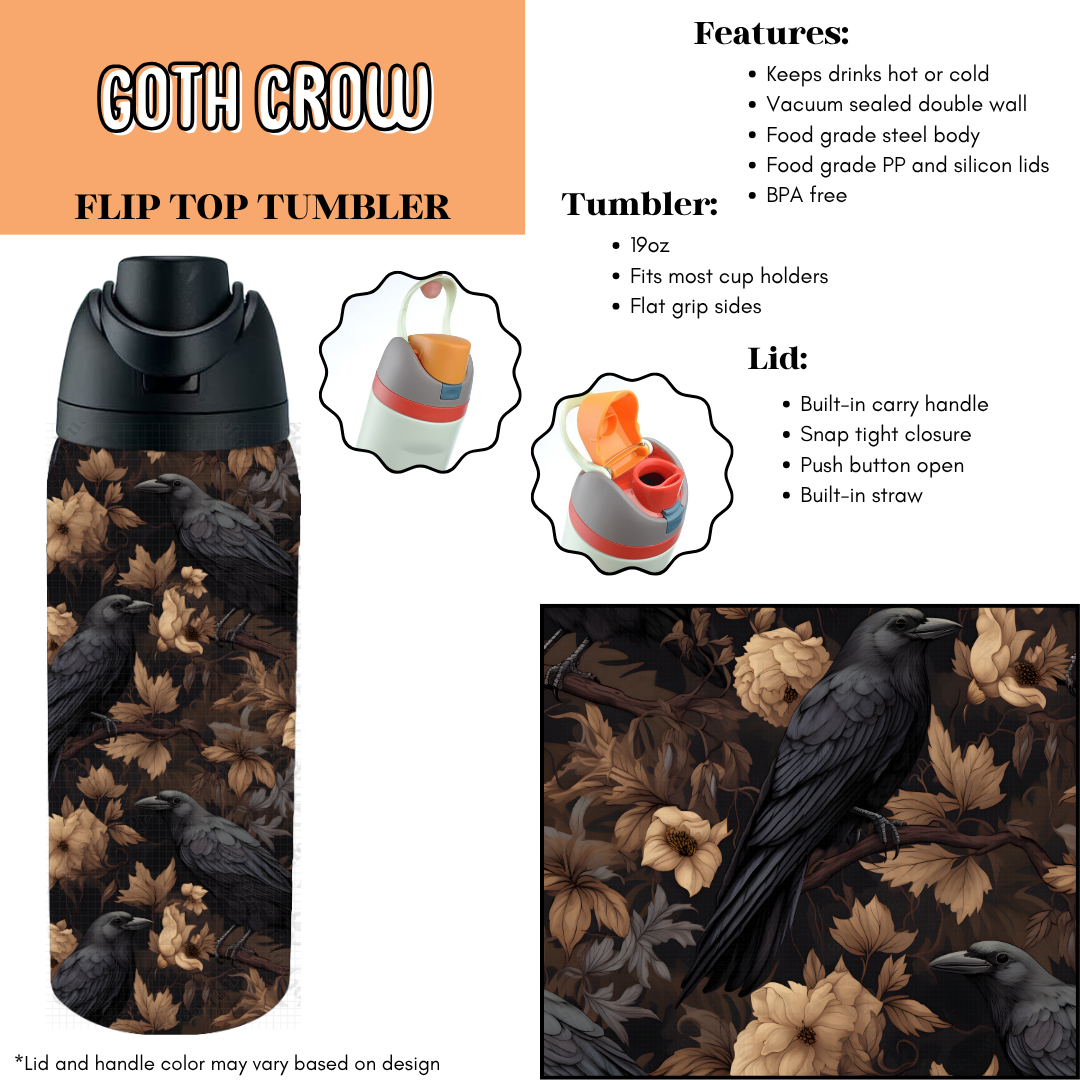 Goth Crow Flip Top Tumbler