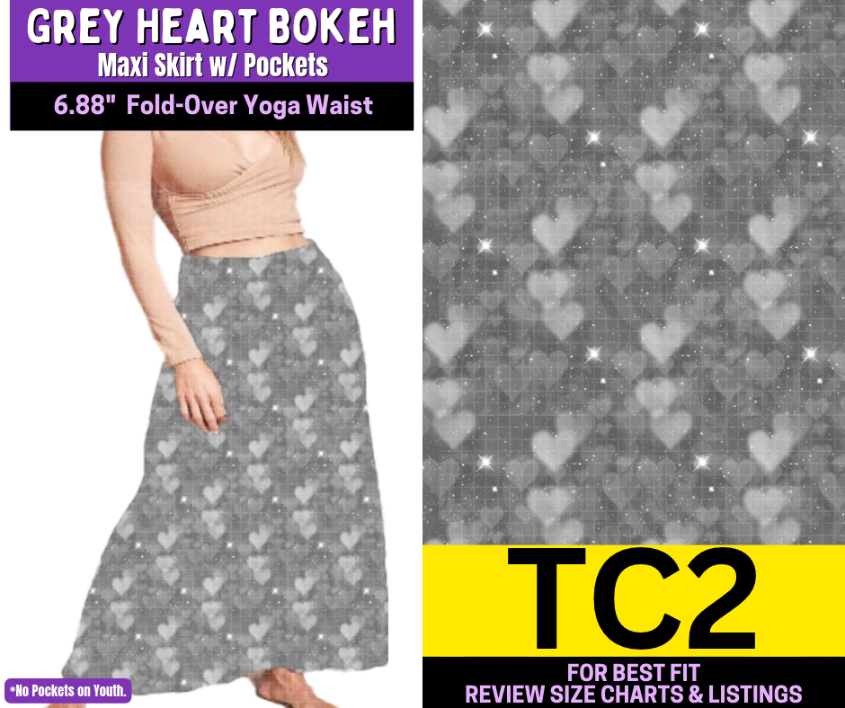 Grey Heart Bokeh Maxi Skirt