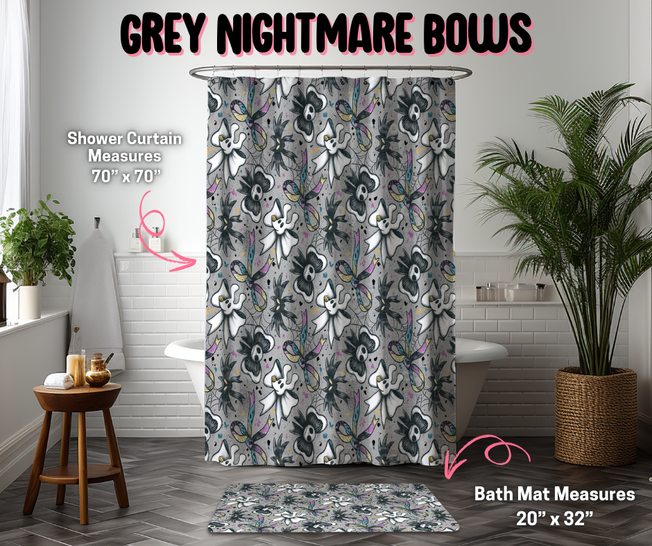 Grey Nightmare Bows Custom Bath Mat