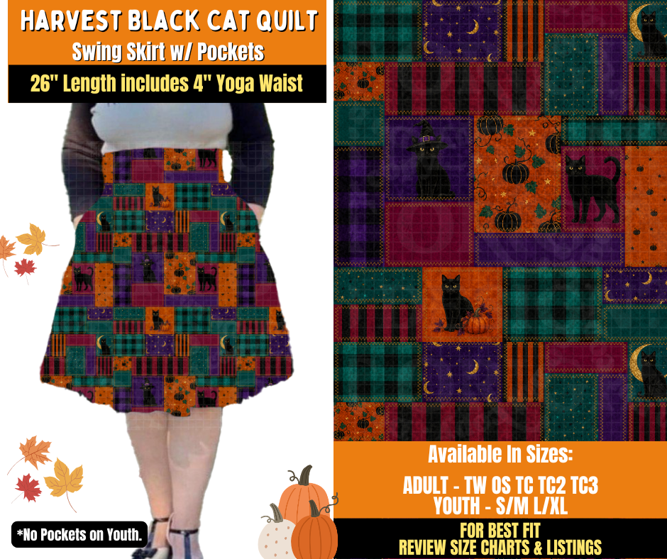Preorder! Closes 7/16. ETA Oct. Harvest Black Cat Quilt Swing Skirt