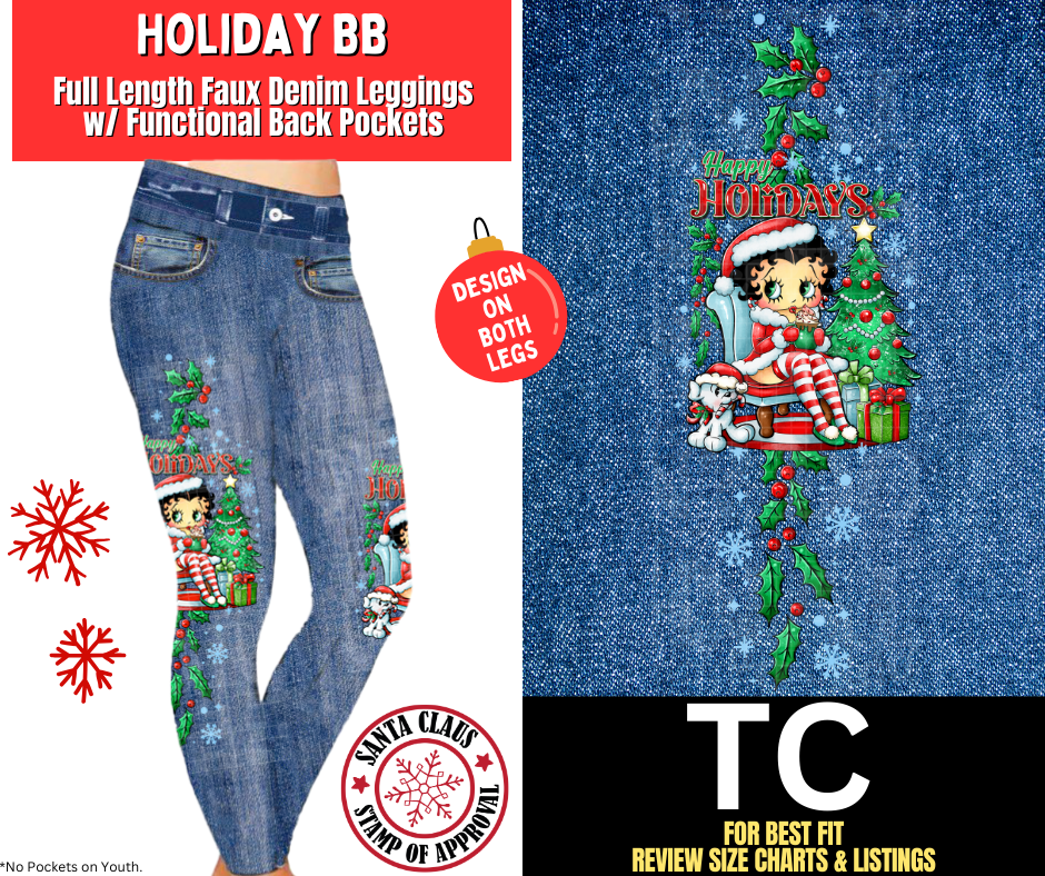 Holiday BB Full Length Faux Denim w/ Side Leg Designs