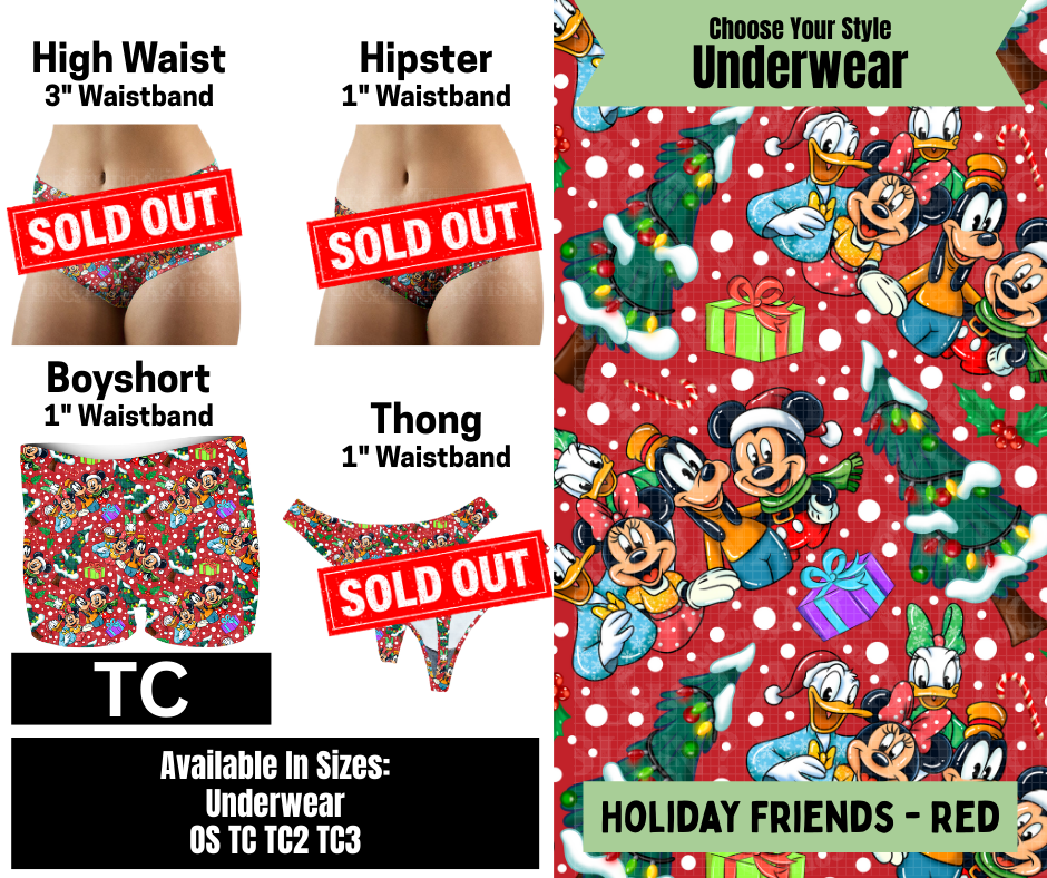 Holiday Friends - Red Boyshort Underwear