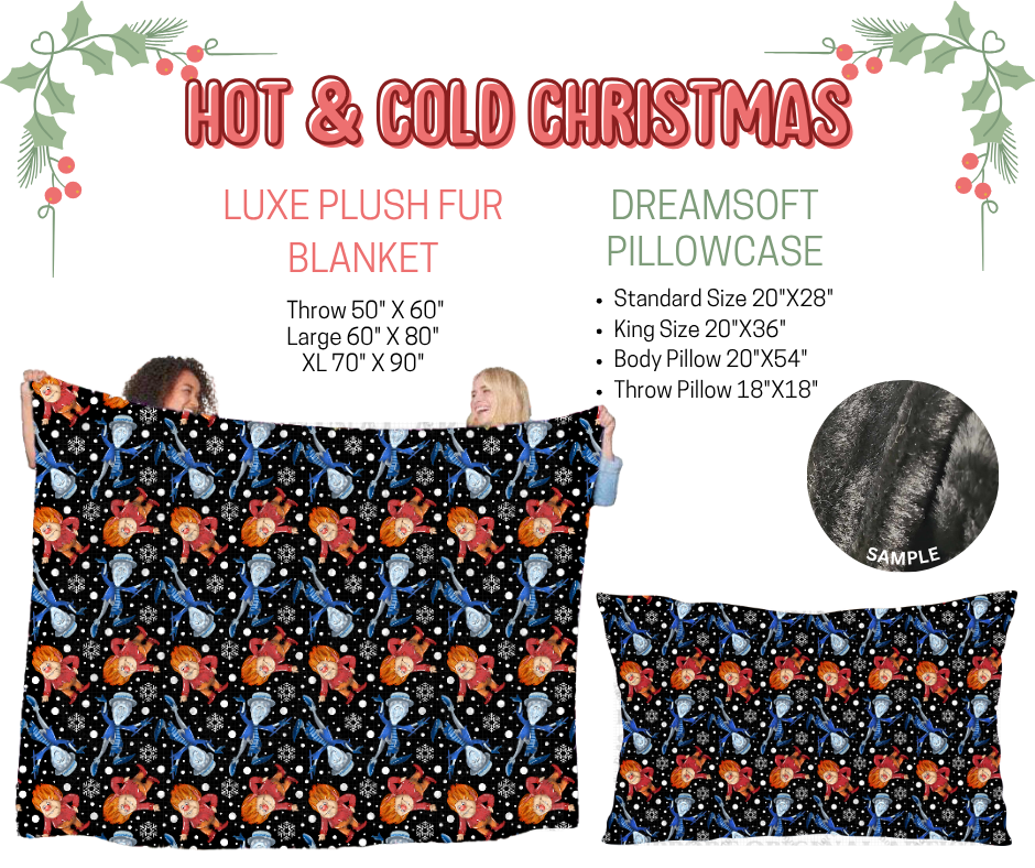 Preorder! Closes 9/3. ETA Dec. Hot & Cold Christmas Luxe Plush Fur Blanket and/or DreamSoft Pillowcase
