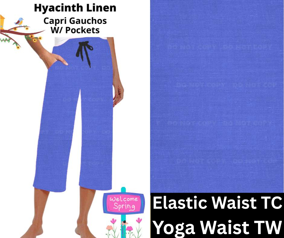 Hyacinth Linen Capri Gauchos