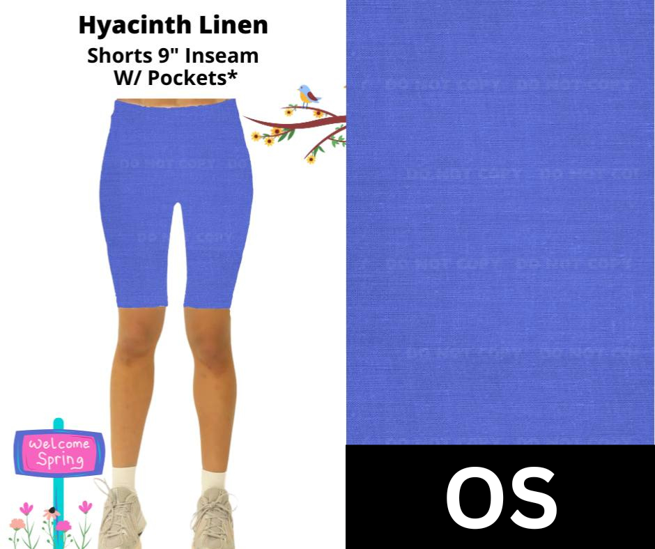Hyacinth Linen 9" Shorts w/ Pockets