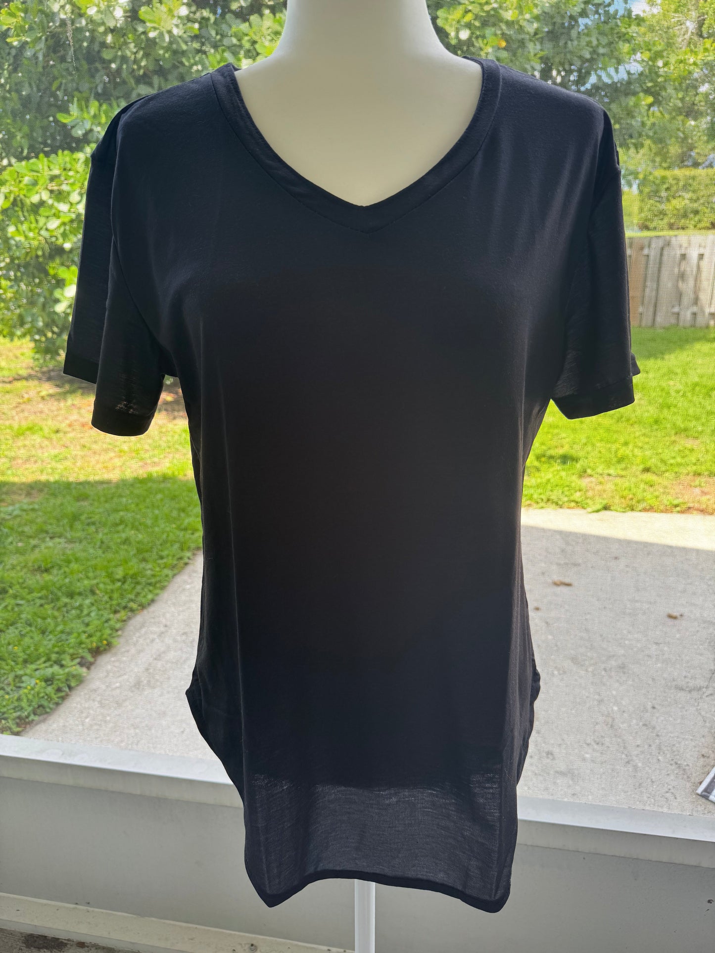 Ready to Ship Solid Black V-Neck Tee