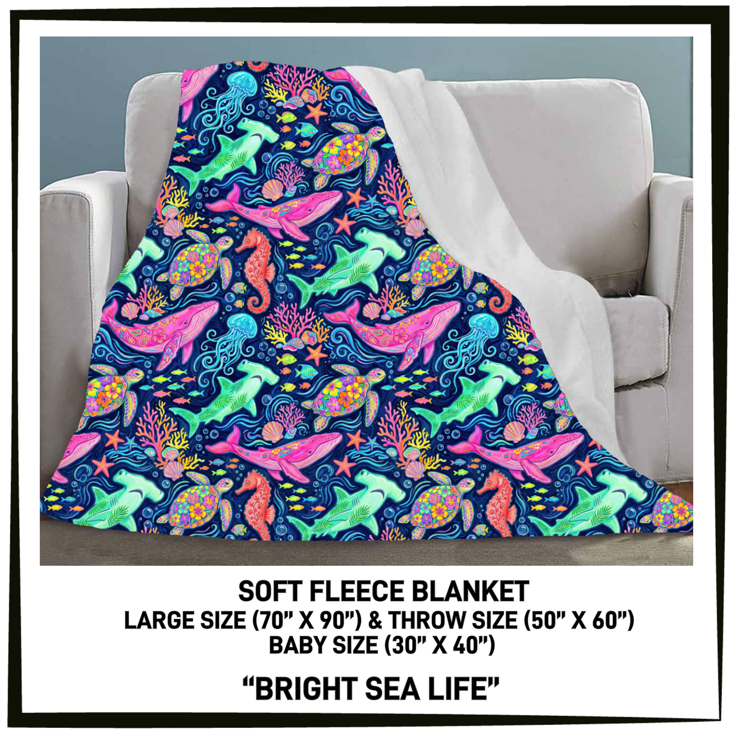 FC7B - Bright Sea Life Fleece Blanket - Preorder Closing 8/26 ETA: Late Oct
