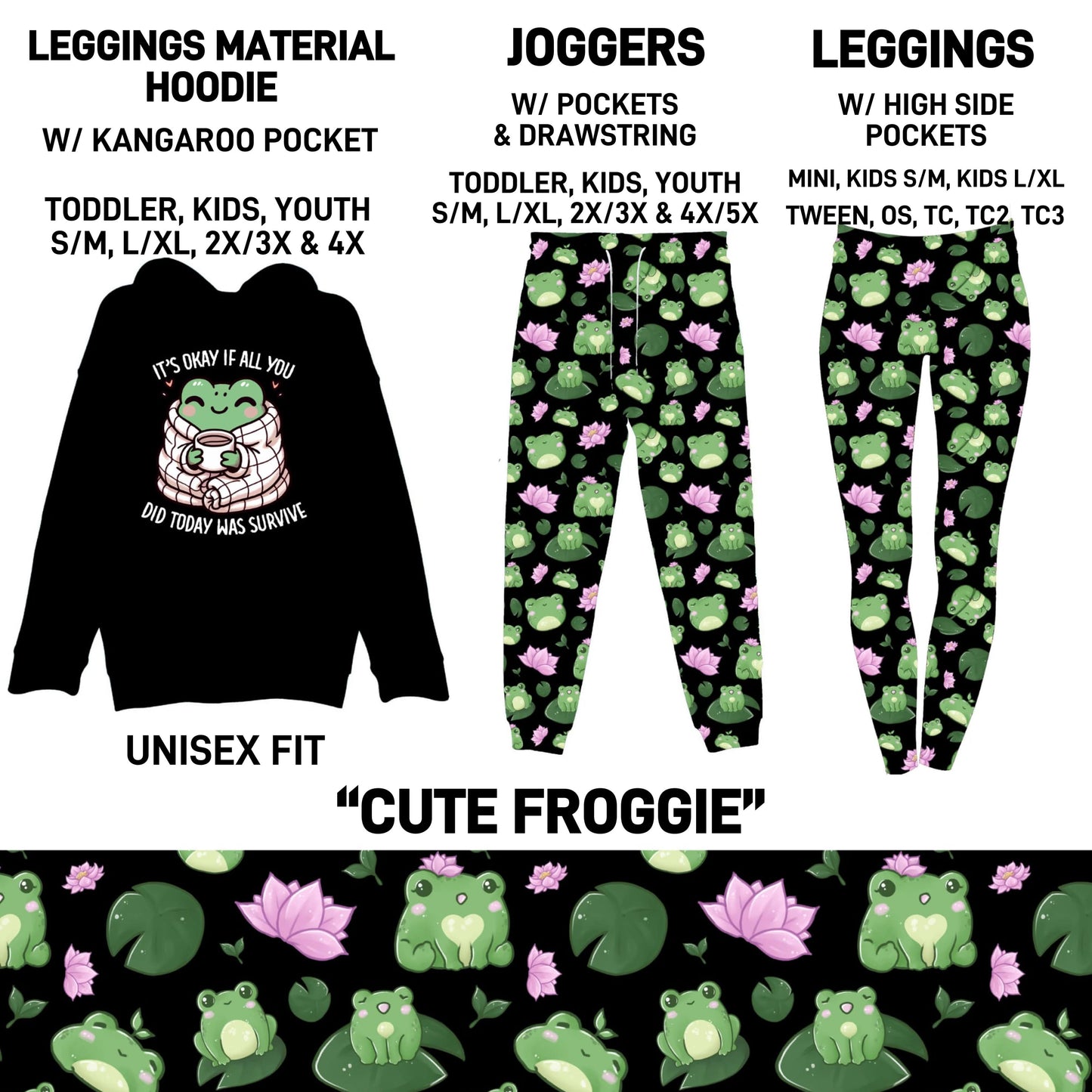 HD2S - Cute Froggie Leggings Material Hoodie/Leggings/Full Joggers - Preorder ETA: Late Oct