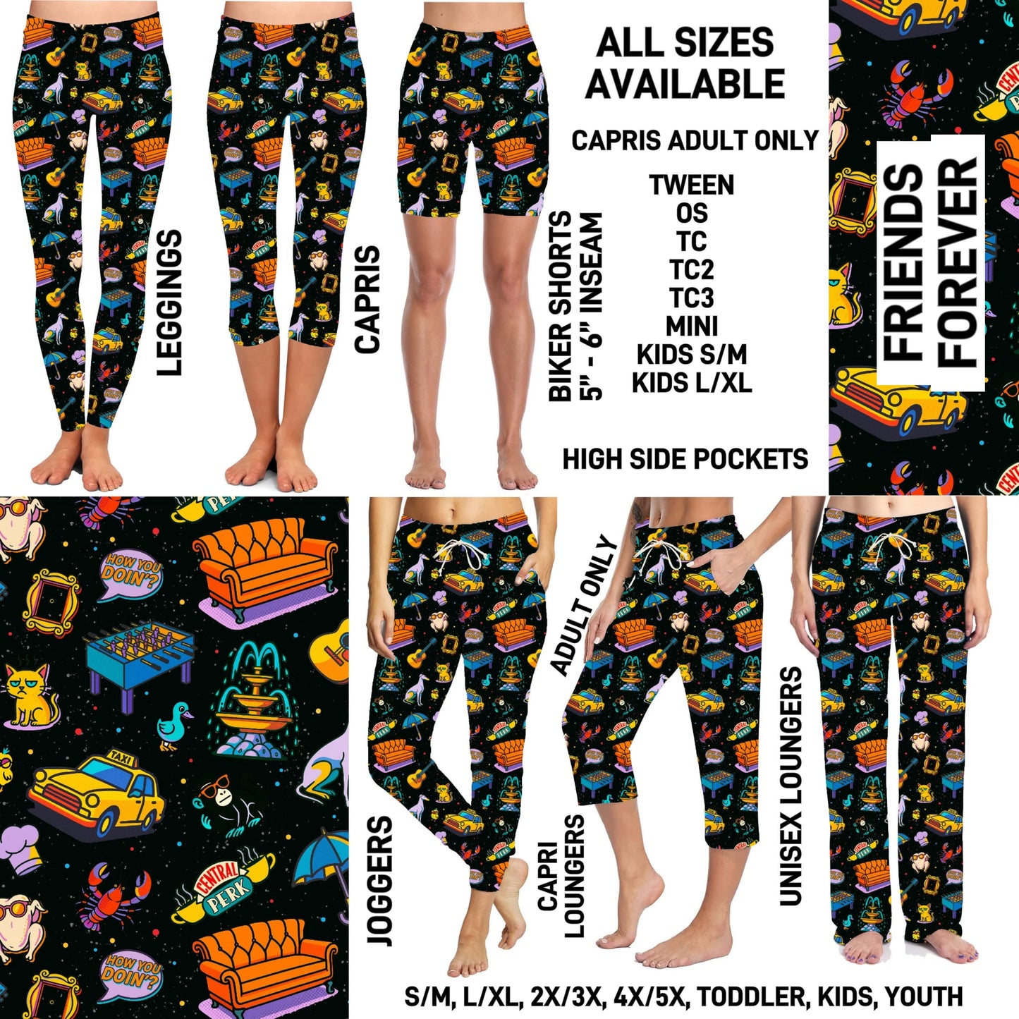 263BT - Friends Forever Biker/Capris/Leggings with High Side Pockets - Preorder ETA: Late Oct