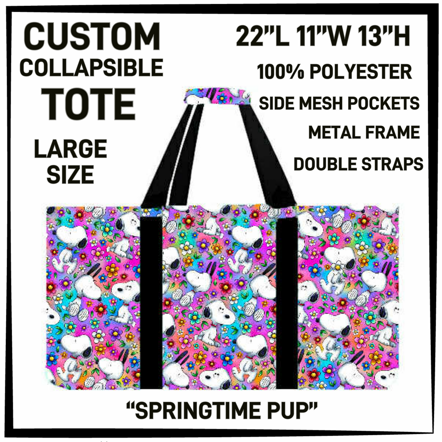 CT16 - Springtime Pup Collapsible Tote - Preorder Closing 1/13 ETA: Mid March