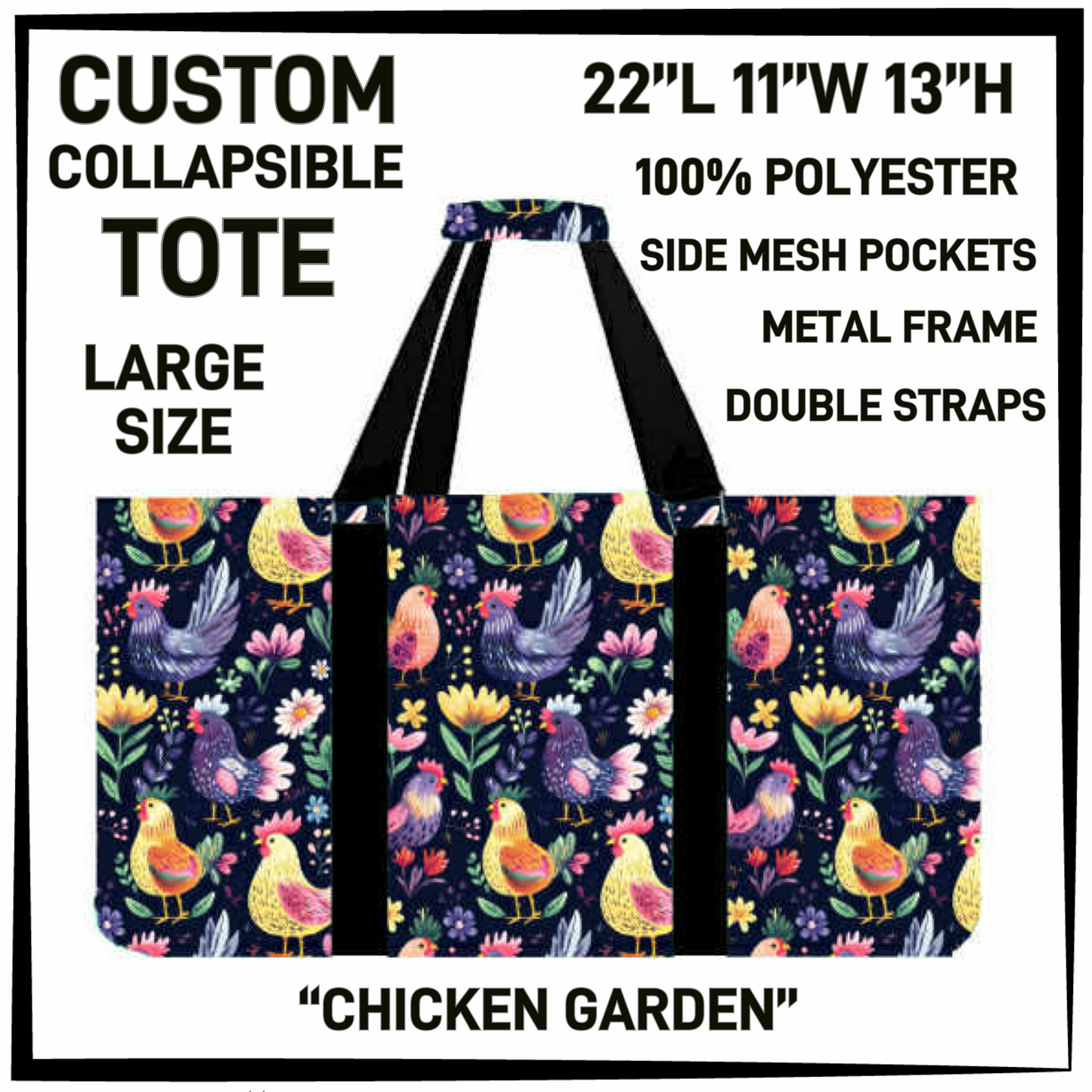 CT16 - Chicken Garden Collapsible Tote - Preorder Closing 1/13 ETA: Mid March