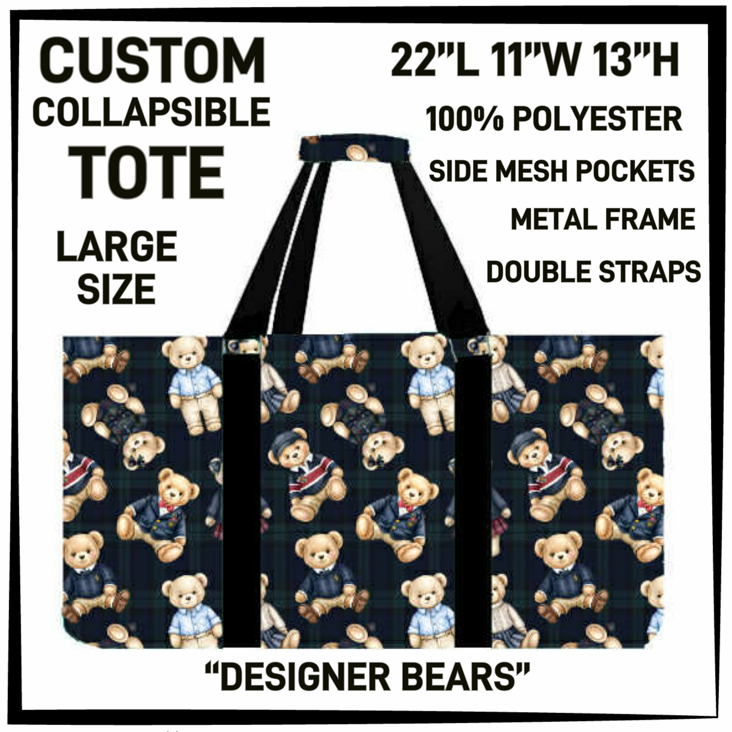 CT16 - Designer Bears Collapsible Tote - Preorder Closing 1/13 ETA: Mid March