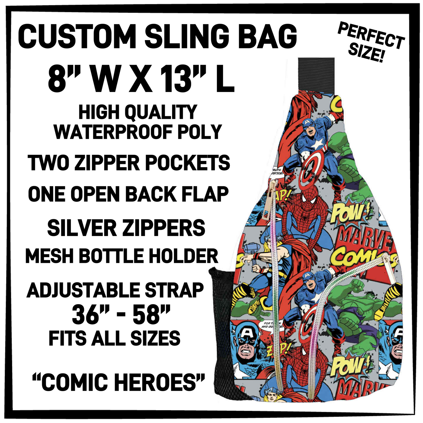 S13G - Comic Heroes Sling Bag - Preorder Closing 1/15 ETA: Mid-March