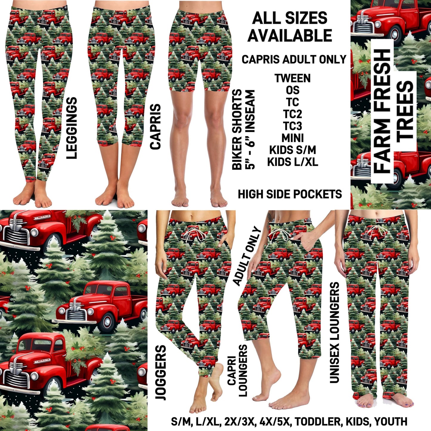 264BT - Farm Fresh Trees Biker/Capris/Leggings with High Side Pockets - Preorder ETA: Early Nov