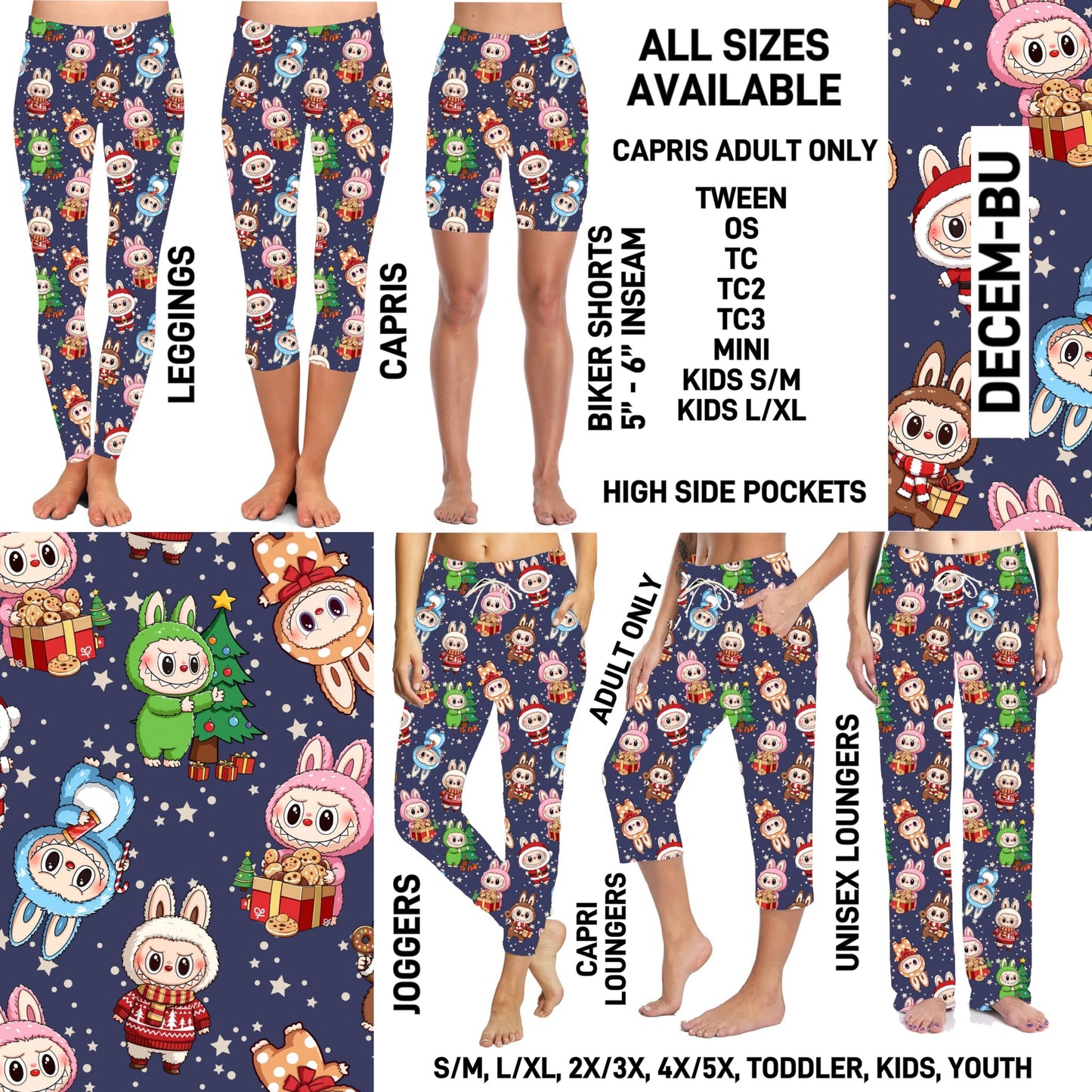 264BT - Decem-Bu Biker/Capris/Leggings with High Side Pockets - Preorder ETA: Early Nov