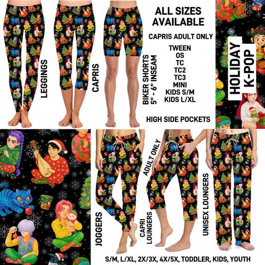 264BT - Holiday K-Pop Biker/Capris/Leggings with High Side Pockets - Preorder ETA: Early Nov