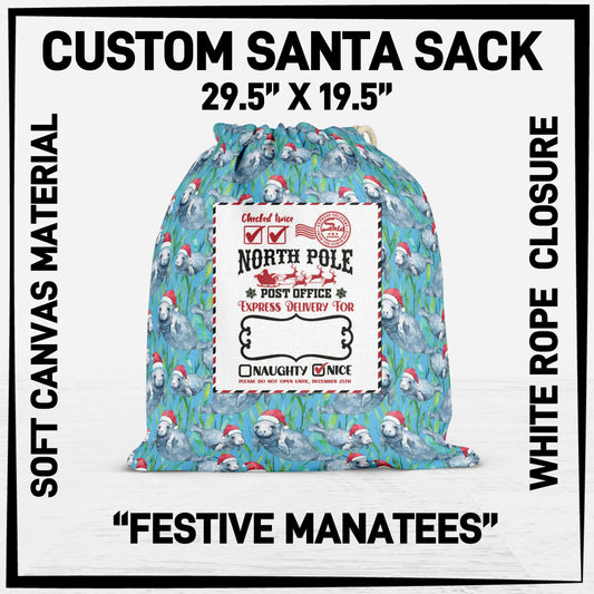 S3SK - Festive Manatees Santa Sack - Preorder ETA: Early Nov