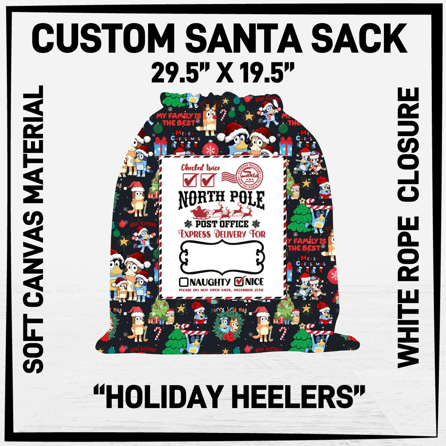 S3SK - Holiday Heelers Santa Sack - Preorder ETA: Early Nov