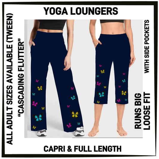 YG7L - Cascading Flutter Full/Capri Yoga Loungers with Pockets - Preorder ETA: Early Nov