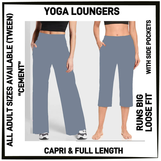 YG7L - Cement Full/Capri Yoga Loungers with Pockets - Preorder ETA: Early Nov