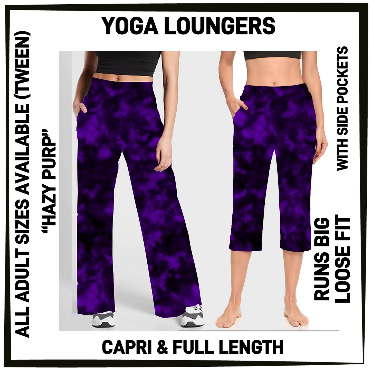 YG7L - Hazy Purp Full/Capri Yoga Loungers with Pockets - Preorder ETA: Early Nov