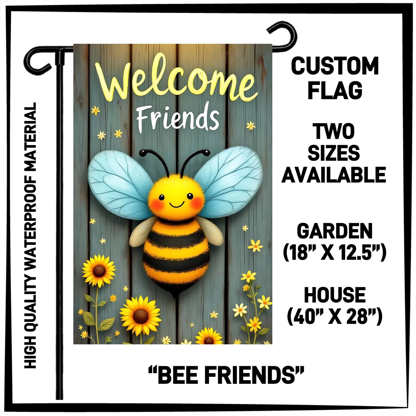 GH2F - Bee Friends Garden/House Flag - Preorder ETA: Early Dec