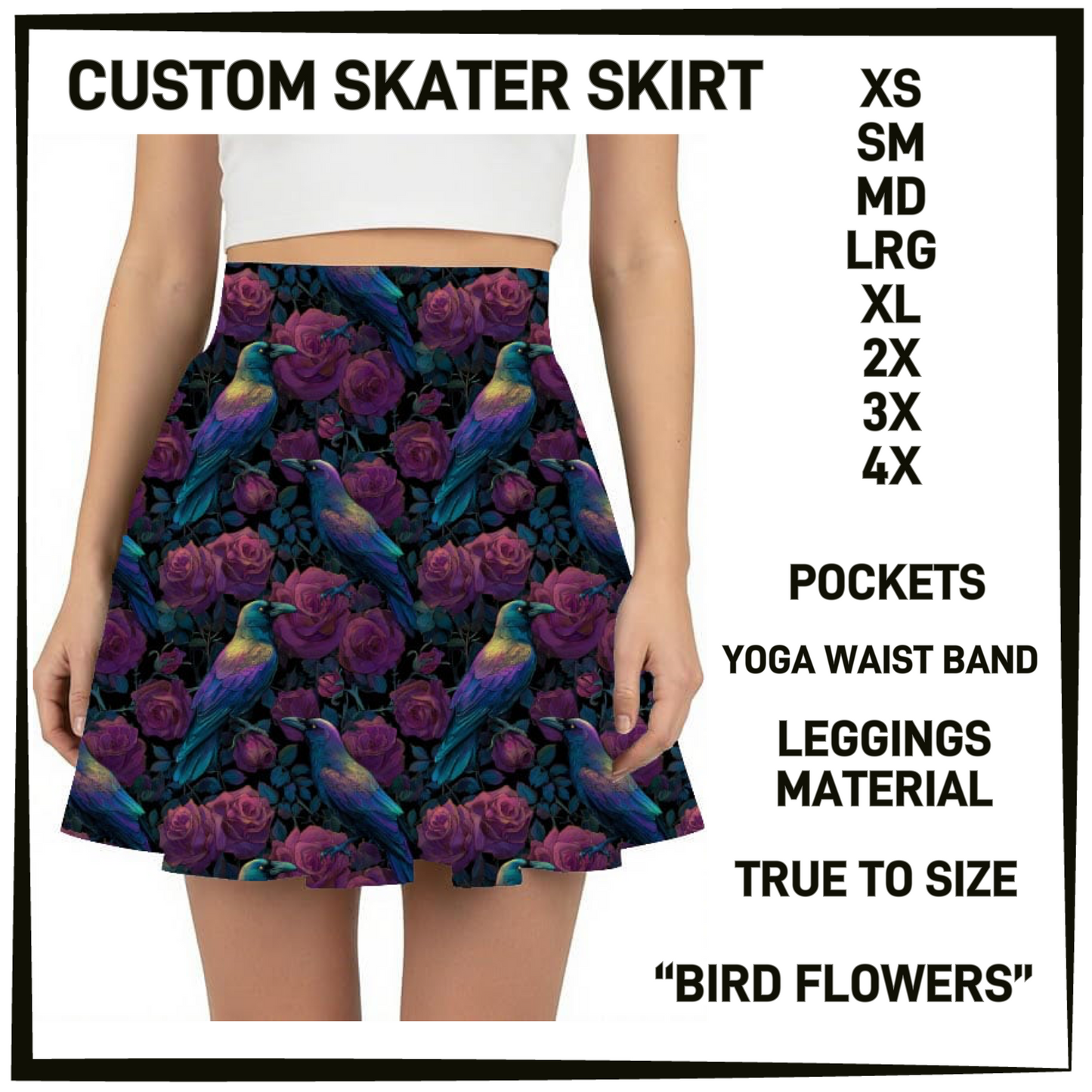 S1KR - Bird Flowers Skater Skirt - Preorder Closing 4/7 ETA: Early June