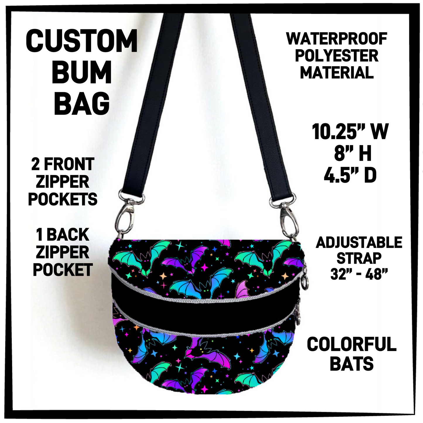 B1BM - Colorful Bats Bum Bag - Preorder Closing 8/19 ETA: Mid-Oct