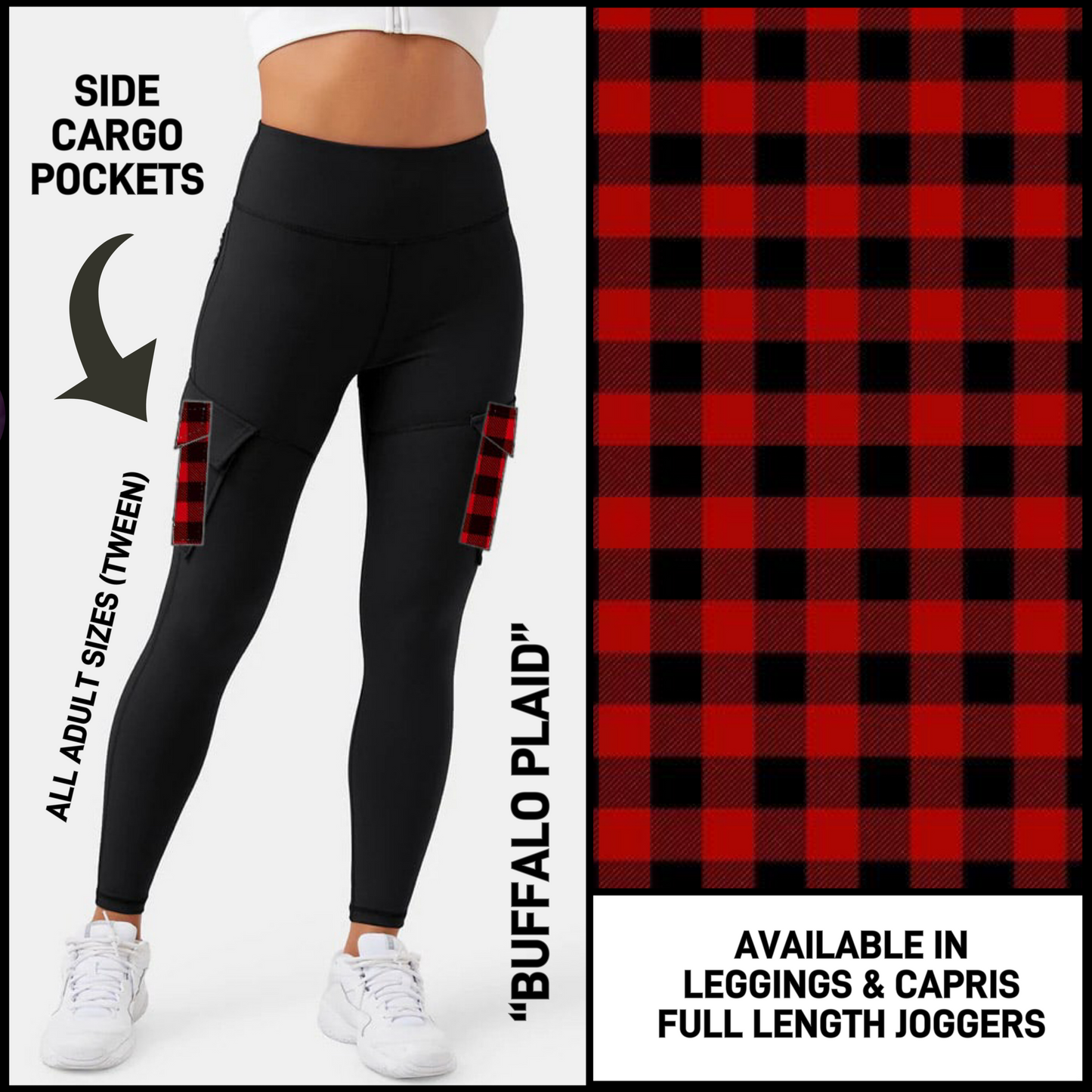 CR2G - Buffalo Plaid Capris/Leggings/Unisex Joggers with Cargo Pockets - Preorder Closing 8/23 ETA: Mid-Oct