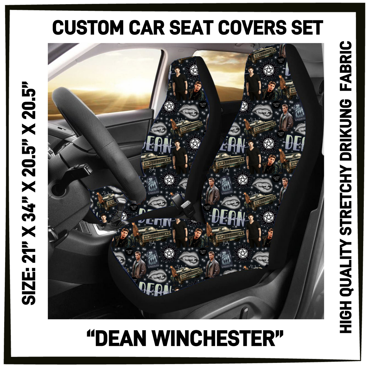 4CAR - Dean Winchester Car Seat Covers Set of 2 - Preorder Closing 5/12 ETA: Mid-July