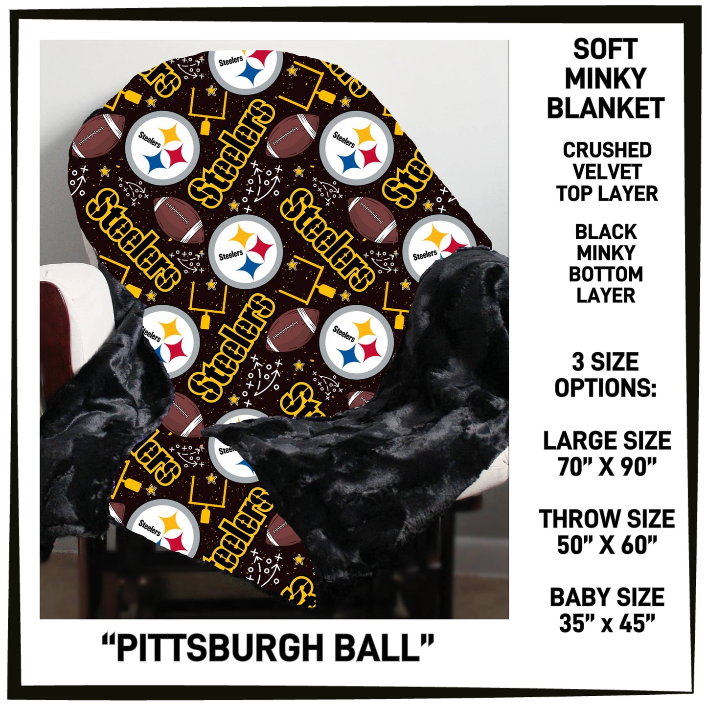 RTS - Pittsburgh Ball Minky Blanket