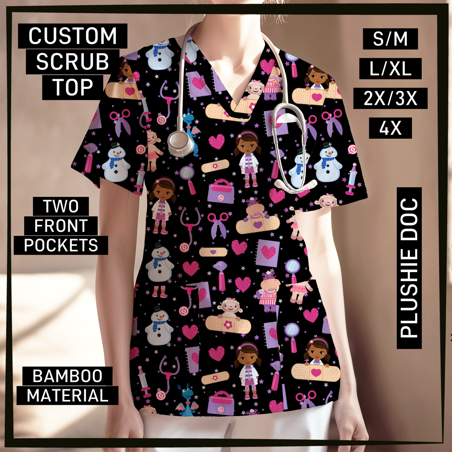 SC0B - Plushie Doc V-Neck Scrub Top - Preorder Closing 5/26 ETA: Late July