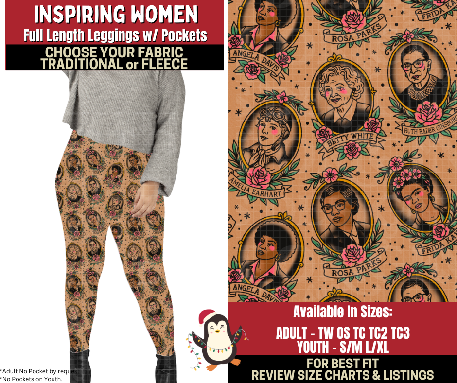 Preorder! Closes 9/4. ETA Dec. Inspiring Women Leggings Choose Fleece or Traditional