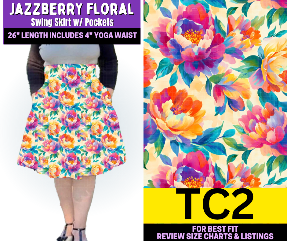 Jazzberry Floral Swing Skirt
