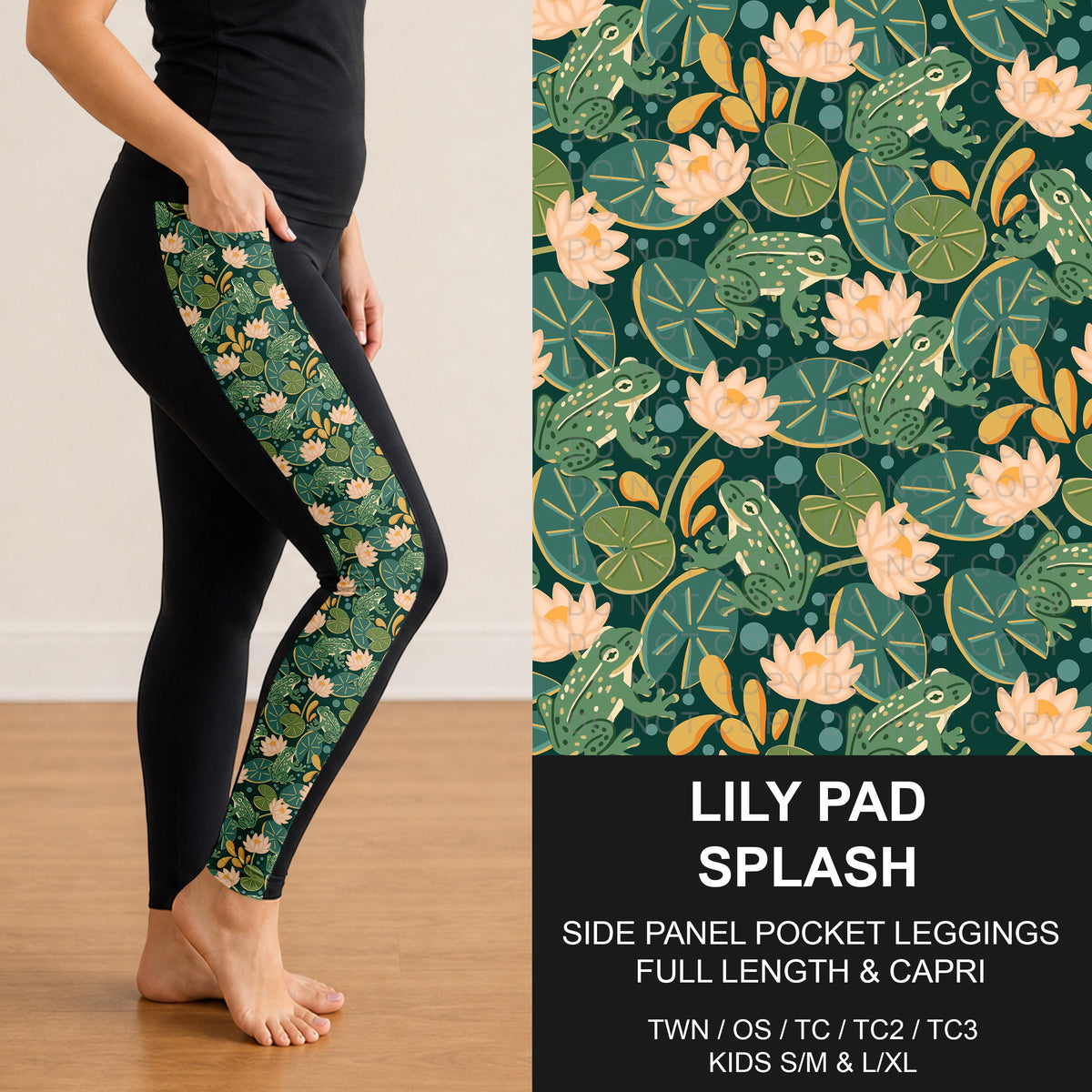 B319 - Preorder Lily Pad Splash Side Panel Pocket Leggings (Closes 11/01. ETA: early Jan.)