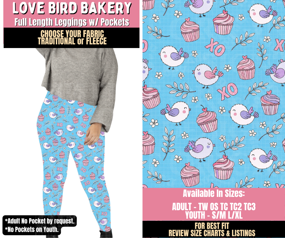 Preorder! Closes 10/15. ETA Jan. Love Bird Bakery Leggings Choose Fleece or Traditional