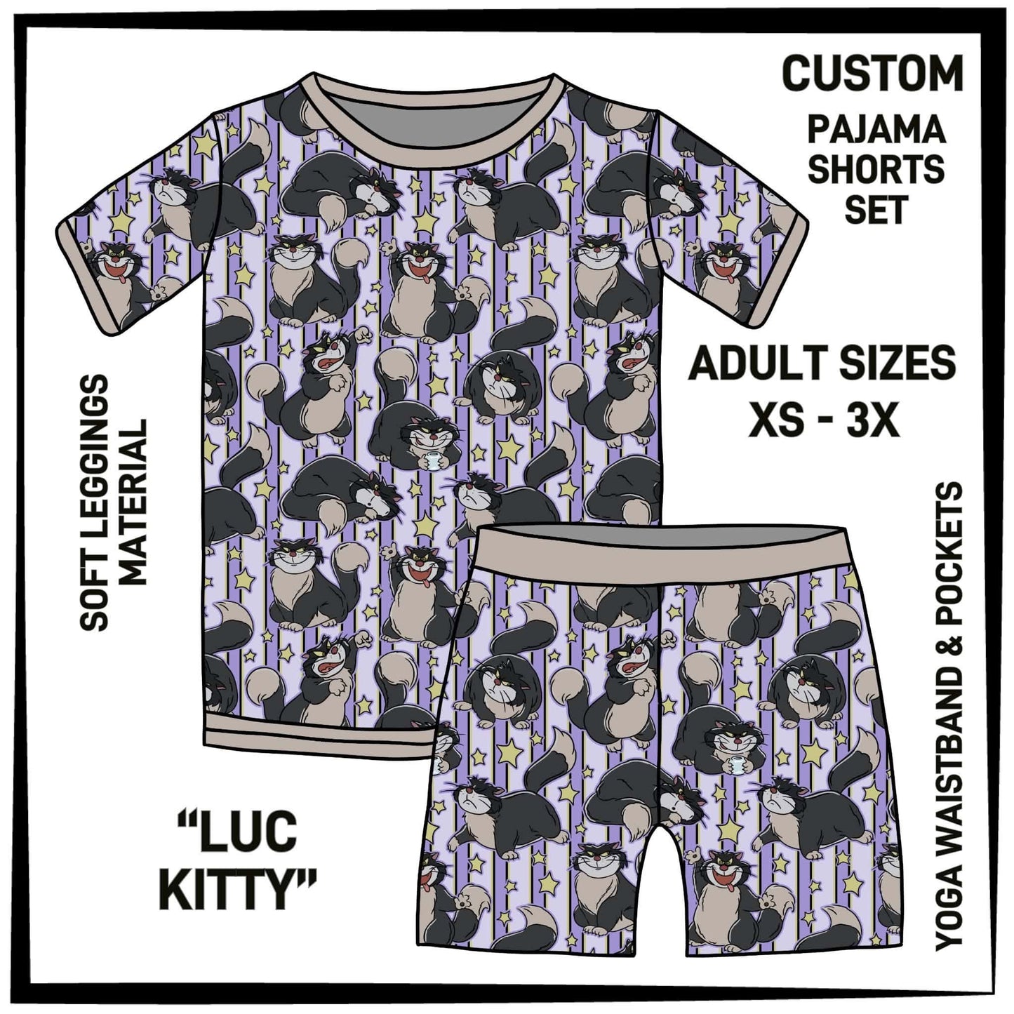 PS1S - Luc Kitty Pajamas Top & Shorts Set - Preorder Closing 7/1 ETA: Late Aug