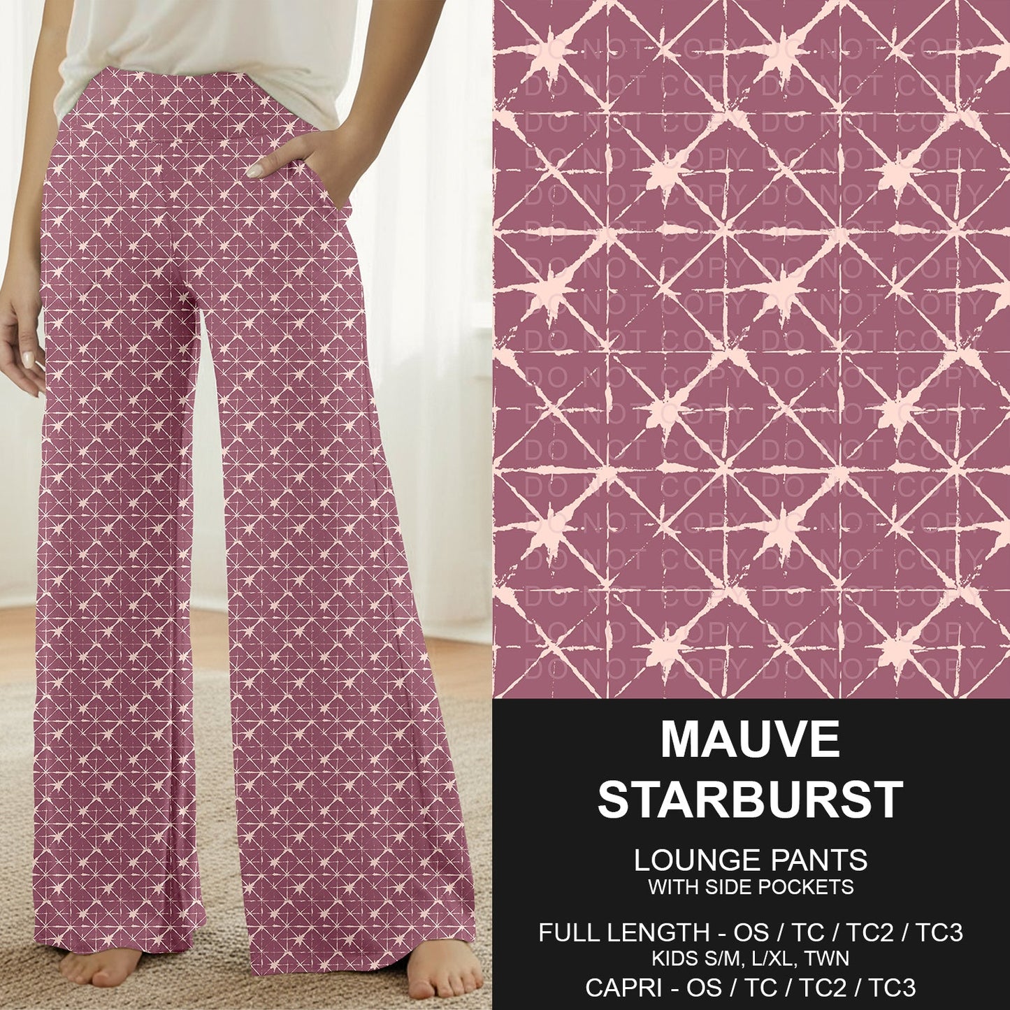 B310 - Preorder Mauve Starburst Lounge Pants (Closes 8/30. ETA: late Oct.)
