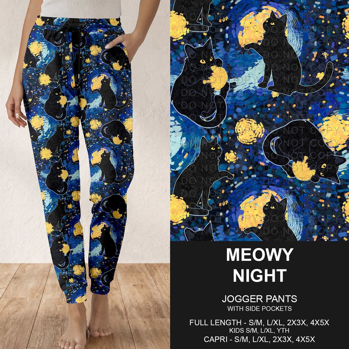 B319 - Preorder Meowy Night Joggers (Closes 11/01. ETA: early Jan.)
