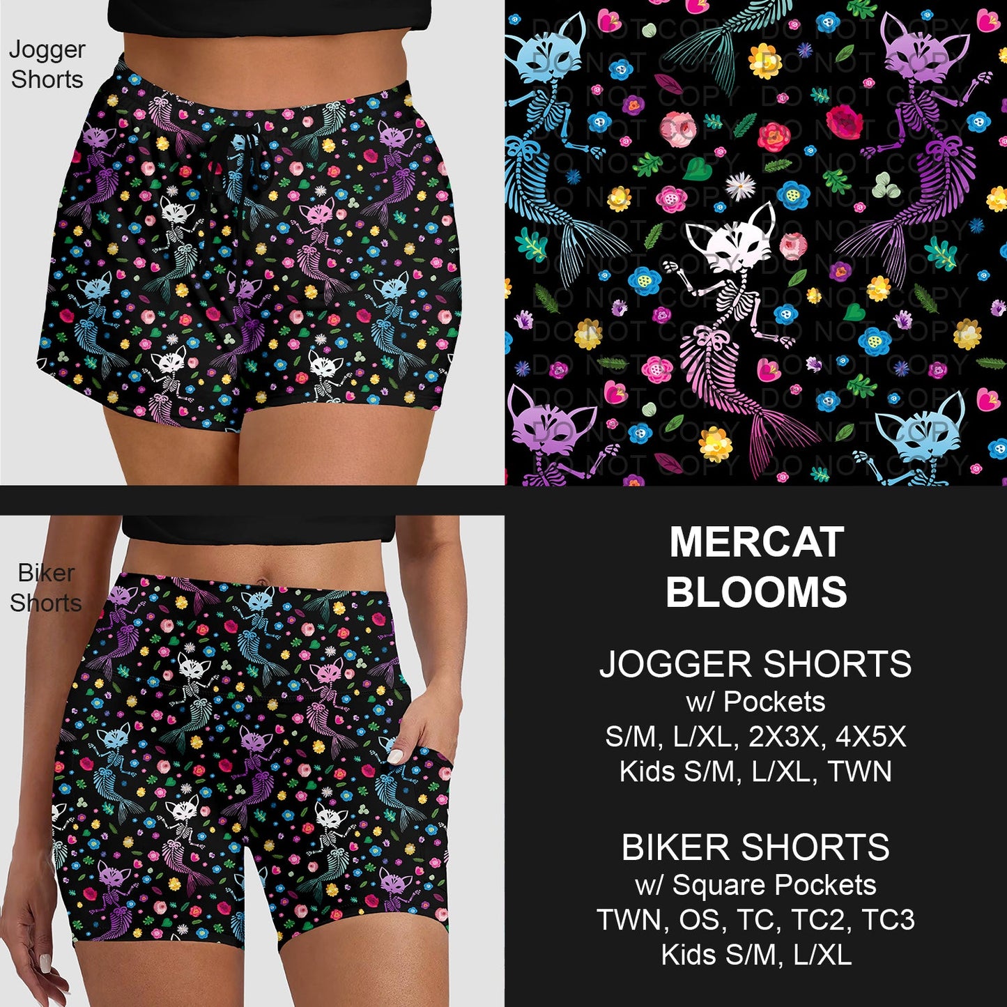 B281 - Preorder Mercat Blooms Jogger/Biker Shorts (Closes 3/25. ETA: early June)