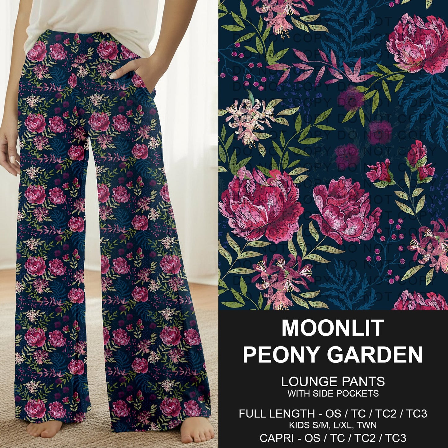 B282 - Preorder Moonlit Peony Garden Lounge Pants (Closes 3/29. ETA: early June)
