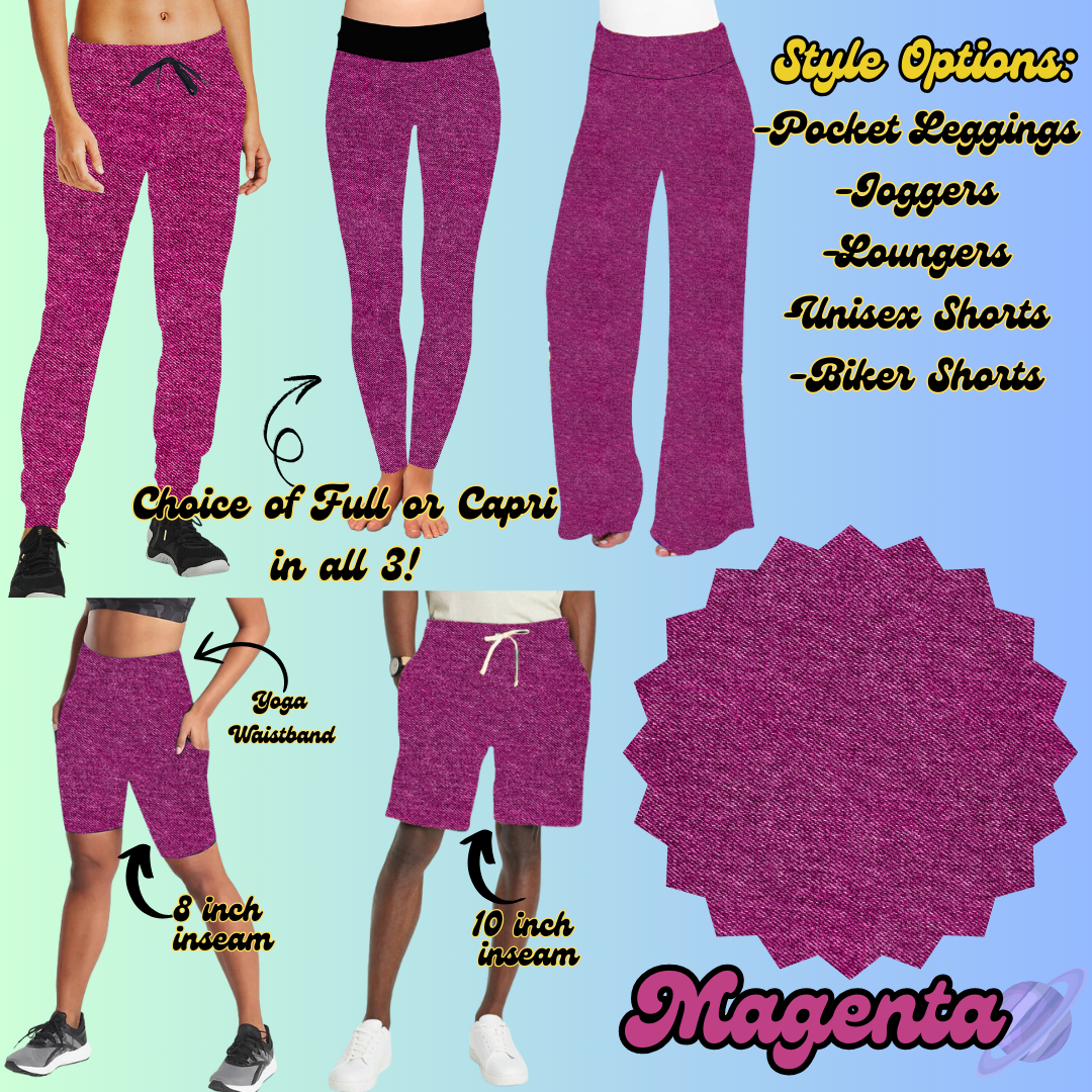 COLORFUL DENIM RERUN-MAGENTA-BOTTOMS 5 STYLES-PREORDER CLOSING 3/22
