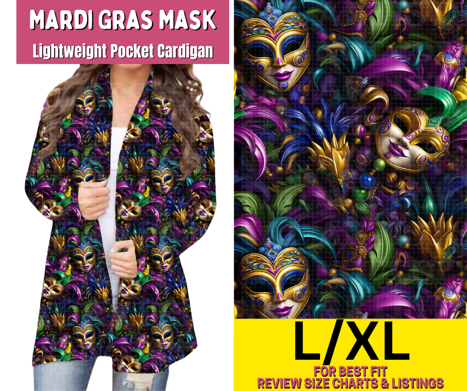 Mardi Gras Mask Pocket Cardigan